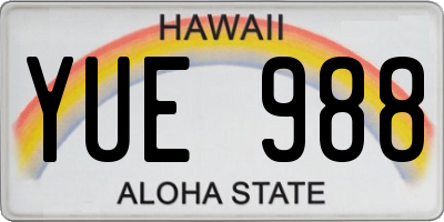 HI license plate YUE988