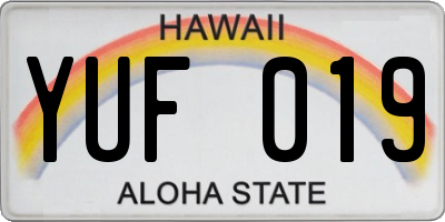 HI license plate YUF019