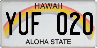 HI license plate YUF020