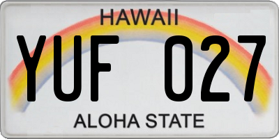 HI license plate YUF027