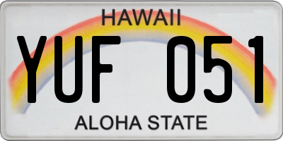 HI license plate YUF051
