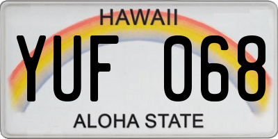 HI license plate YUF068