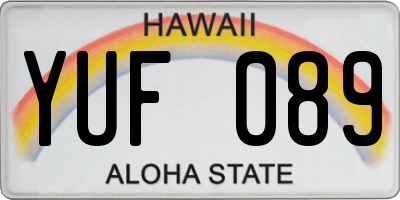 HI license plate YUF089