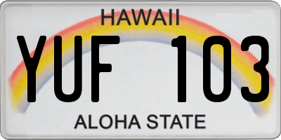HI license plate YUF103