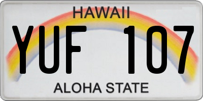 HI license plate YUF107