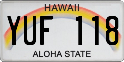 HI license plate YUF118