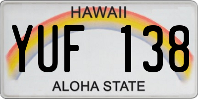 HI license plate YUF138