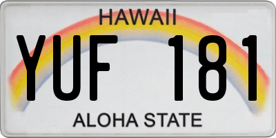 HI license plate YUF181