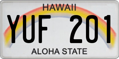 HI license plate YUF201