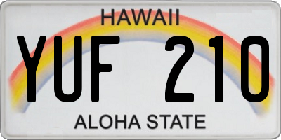 HI license plate YUF210