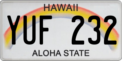 HI license plate YUF232