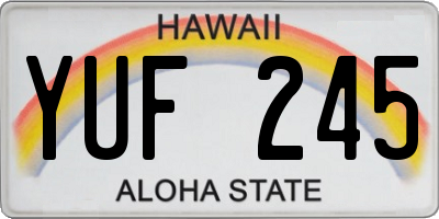 HI license plate YUF245