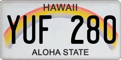 HI license plate YUF280