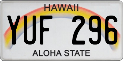 HI license plate YUF296