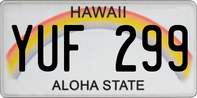 HI license plate YUF299
