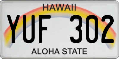HI license plate YUF302