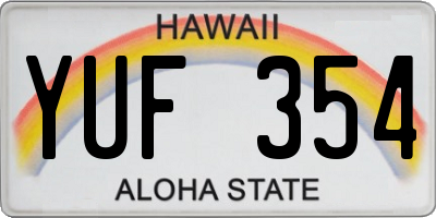 HI license plate YUF354