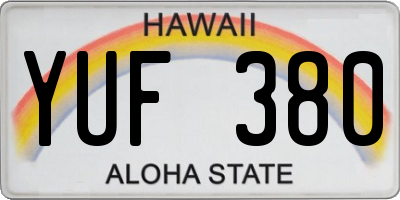HI license plate YUF380