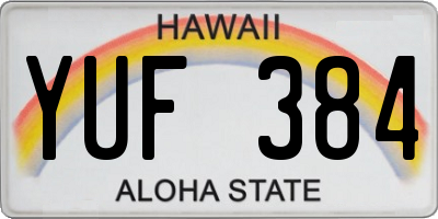 HI license plate YUF384