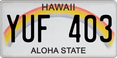 HI license plate YUF403