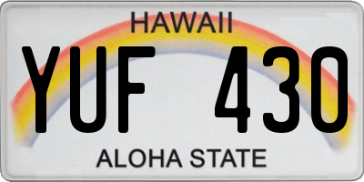 HI license plate YUF430