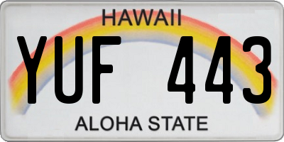 HI license plate YUF443