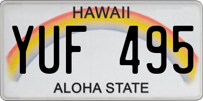 HI license plate YUF495