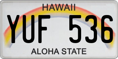 HI license plate YUF536