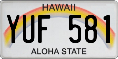 HI license plate YUF581