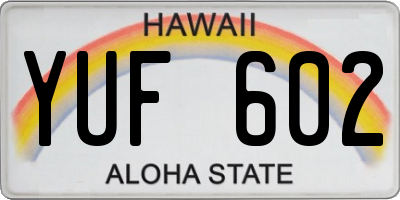 HI license plate YUF602