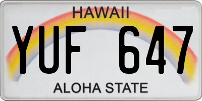 HI license plate YUF647