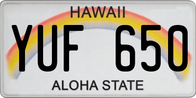 HI license plate YUF650