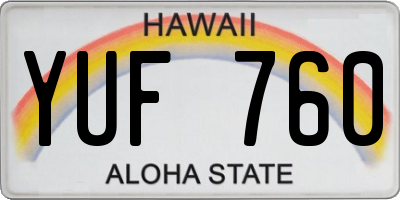 HI license plate YUF760
