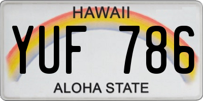 HI license plate YUF786