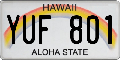 HI license plate YUF801