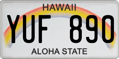 HI license plate YUF890