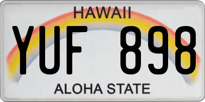 HI license plate YUF898