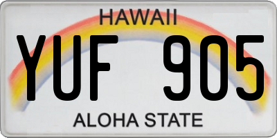 HI license plate YUF905