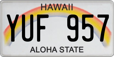 HI license plate YUF957