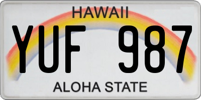 HI license plate YUF987