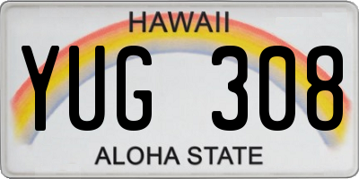 HI license plate YUG308