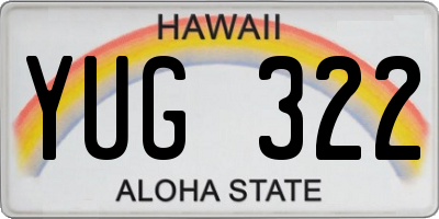 HI license plate YUG322