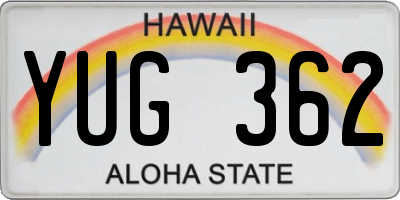 HI license plate YUG362