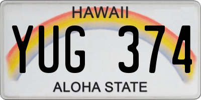 HI license plate YUG374