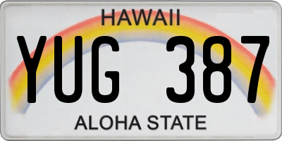 HI license plate YUG387