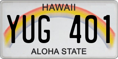 HI license plate YUG401