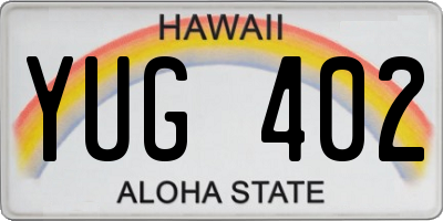 HI license plate YUG402
