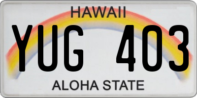 HI license plate YUG403