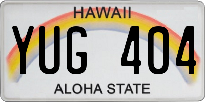 HI license plate YUG404