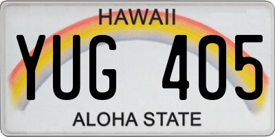 HI license plate YUG405